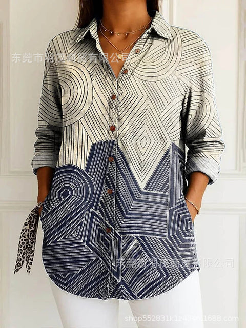 Long Sleeve Button Shirt Line Button Shirt m303196