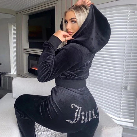 Hot Diamond Korean Fleece Sports and Leisure Suit Two-piece Set m301811