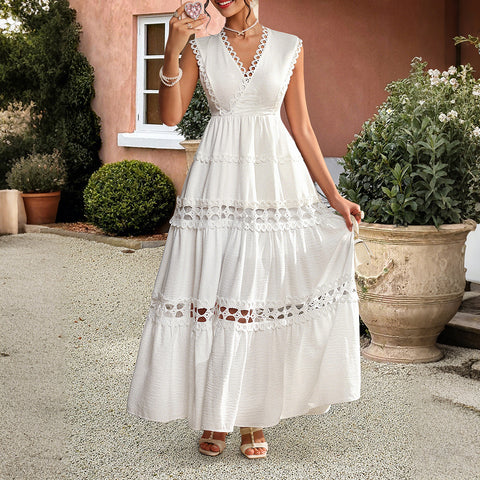 Robe longue taille haute style vacances pour femme, vêtement m301388 