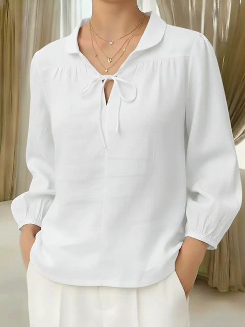 Lace collar lace-up top lantern sleeve m302719