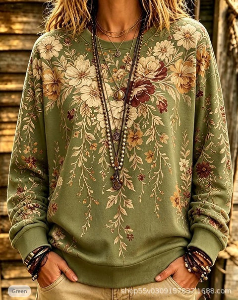 Autumn and winter crew neck 3D printed long-sleeved comfortable casual sweater FF303398