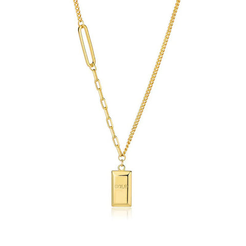 Collier riche en petites briques dorées, pendentif de luxe léger, m5010669