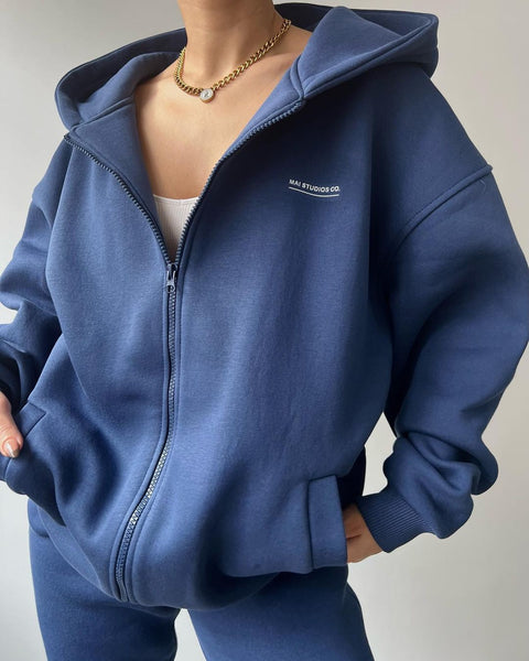 Long Sleeve Fleece Sweater Pants Casual Fashion Printed Hooded Set FF303392