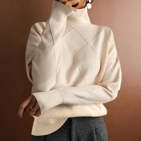 Pullover lose temperament pendler gestrickte pullover einfarbig rollkragen raute mode pullover frauen m300510 