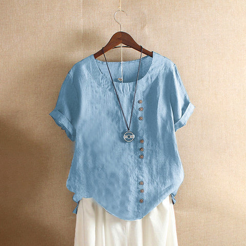 T-shirt ample en coton et lin pour femme, vêtement en coton et lin m300111 