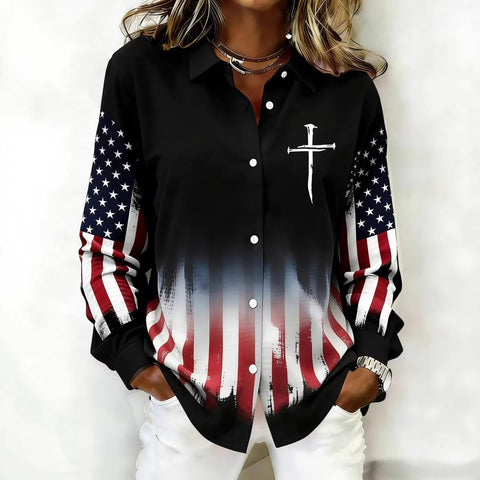 Spring women's long-sleeved shirt 3D digital printing women's casual loose shirt m302475