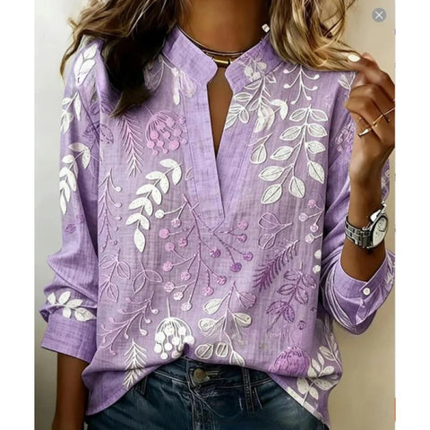 Digital printing casual pullover versatile spring and summer new shirt top m302788