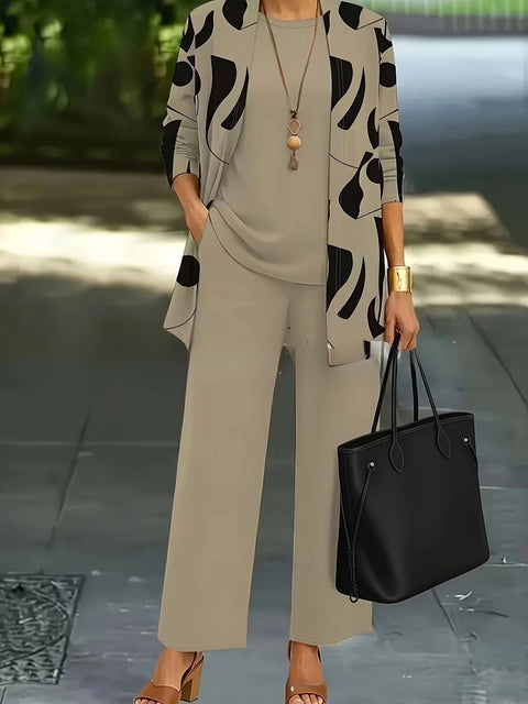 3D printed 3-piece cardigan + vest + trousers fashionable wear m302849