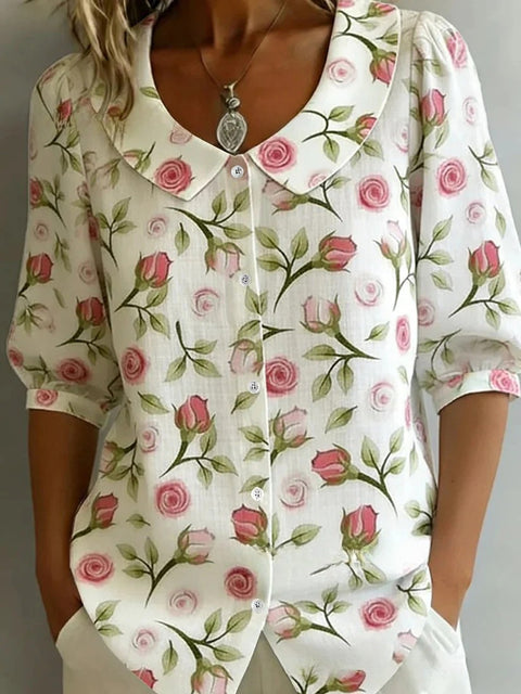 3D digital printing women's versatile flower spring and summer fashion shirt m302608