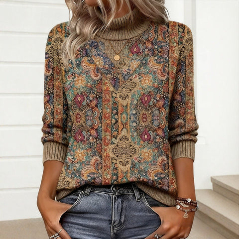 totem printed women's turtleneck sweater m302276