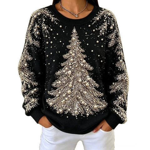 Christmas Elements 3D Printing Fashion Crew Neck Long Sleeve Women's Loose Autumn and Winter Sweater FF303461
