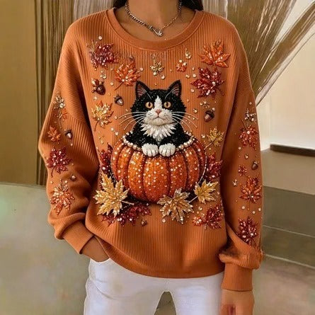 Autumn shoulder crew neck sweater 3D digital printing crew neck FF303419 01