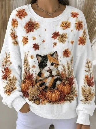 Autumn shoulder crew neck sweater 3D digital printing crew neck FF303419 01