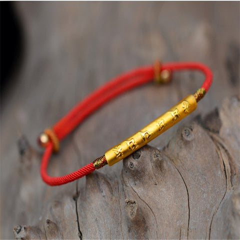 Six-character mantra bracelet 999 silver-plated red rope Chinese knot woven hand rope m3331255