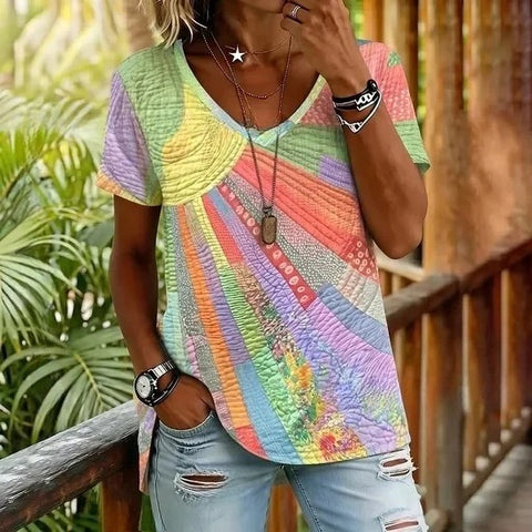 Loose T-shirt women's crew neck top m303073-3