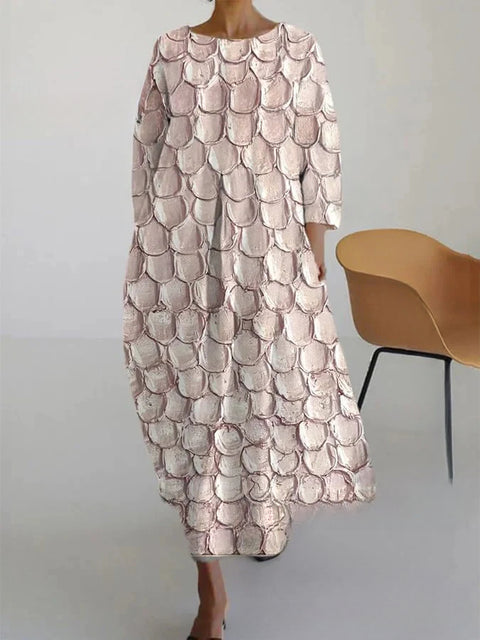 Loose Crew Neck Fashion Long Sleeve Printed Dress m301072
