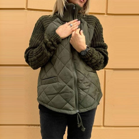 Autumn and winter new European and American cross-border fashion cardigan zipper long-sleeved stand-up collar women's jacket cotton clothes m301670