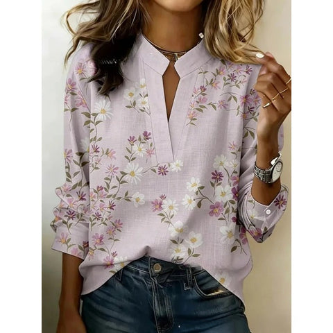 Digital printing casual pullover versatile spring and summer new shirt top m302788