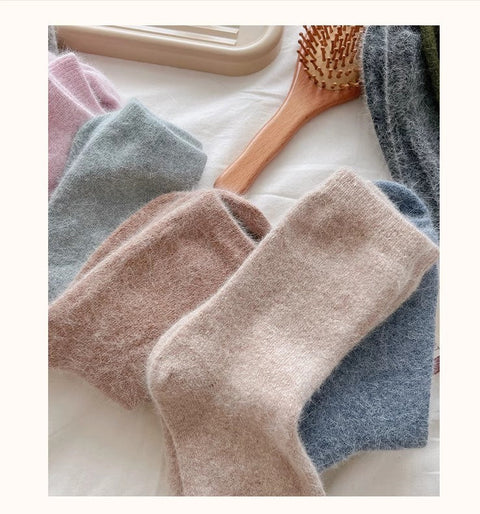 Kaninchenwollsocken, mittellange Kindersocken, einfarbige Kaschmirflorsocken m1915010460