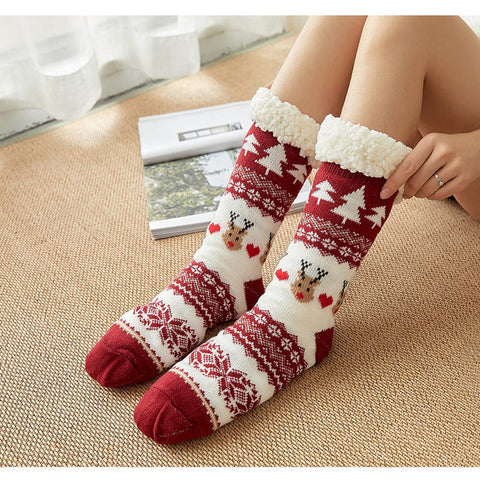 Chaussettes de sol de Noël avec chaussettes antidérapantes en peluche pour la maison m1915010439 