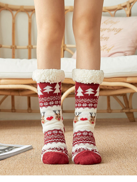 Chaussettes de sol de Noël avec chaussettes antidérapantes en peluche pour la maison m1915010439 