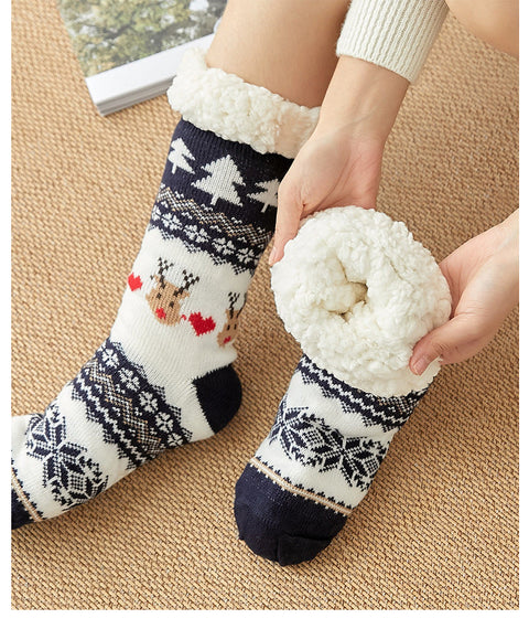 Chaussettes de sol de Noël avec chaussettes antidérapantes en peluche pour la maison m1915010439 