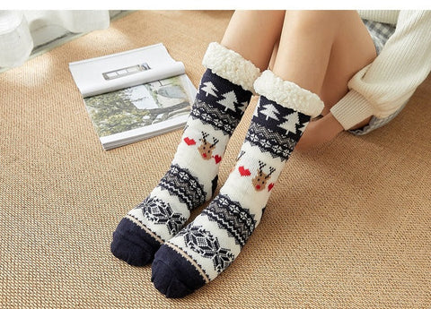 Chaussettes de sol de Noël avec chaussettes antidérapantes en peluche pour la maison m1915010439 