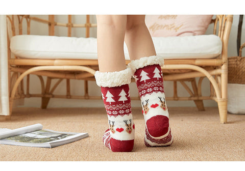 Chaussettes de sol de Noël avec chaussettes antidérapantes en peluche pour la maison m1915010439 