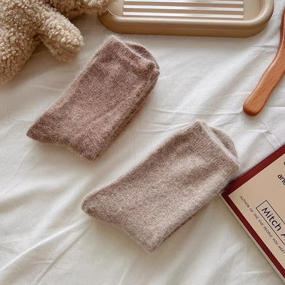 Kaninchenwollsocken, mittellange Kindersocken, einfarbige Kaschmirflorsocken m1915010460