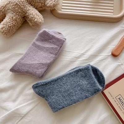 Kaninchenwollsocken, mittellange Kindersocken, einfarbige Kaschmirflorsocken m1915010460