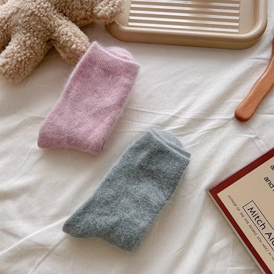 Kaninchenwollsocken, mittellange Kindersocken, einfarbige Kaschmirflorsocken m1915010460