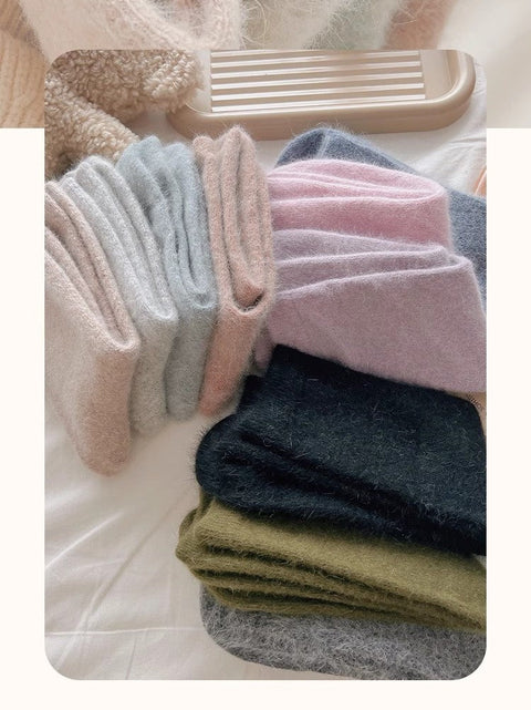 Kaninchenwollsocken, mittellange Kindersocken, einfarbige Kaschmirflorsocken m1915010460