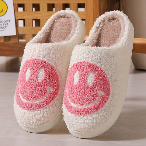 Pantoufles en coton à la maison avec visage souriant de dessin animé mignon d'hiver m1915010610