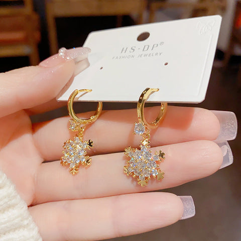 Boucle d'oreille flocon de neige en Zircon exquis m1915010451 
