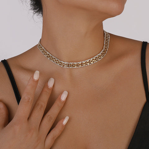 Collier de luxe léger à pampilles en diamant d'eau m1915010518