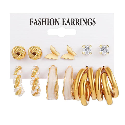 Boucles d'oreilles coeur papillon cercle géométrique multicouche m1915010502
