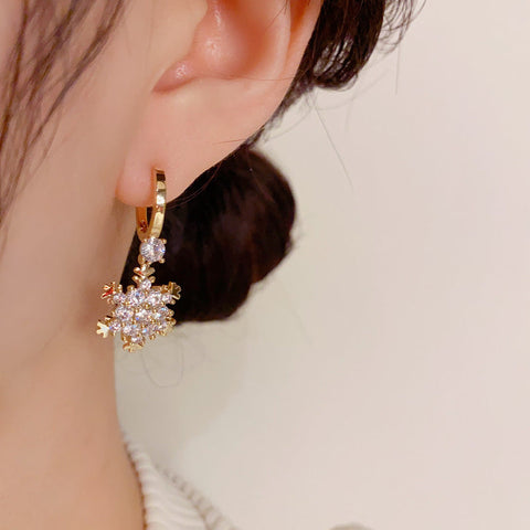 Boucle d'oreille flocon de neige en Zircon exquis m1915010451 