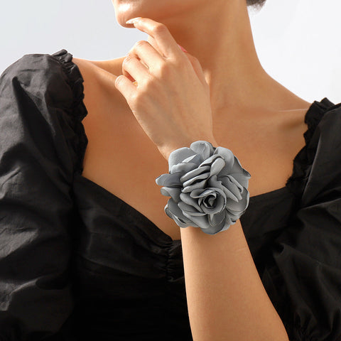 Bracelet tour de cou géométrique, Style élégant et romantique, collier en tissu floqué Rose m1915010513