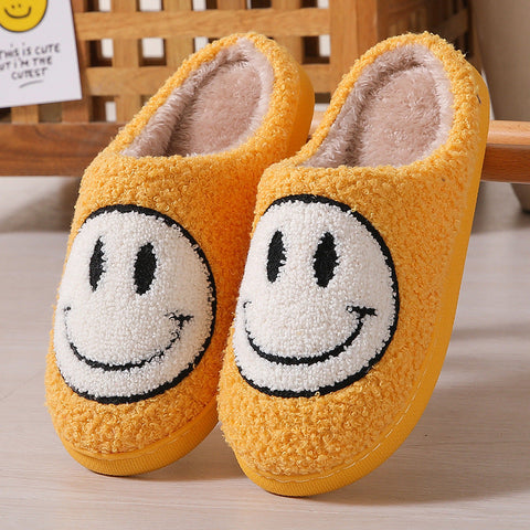 Pantoufles en coton à la maison avec visage souriant de dessin animé mignon d'hiver m1915010610