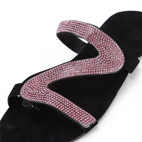 Diamant-Sandalen, Sommer, flacher Boden, lässig, offener Zehenbereich, römische Damen-Hausschuhe m1915010640