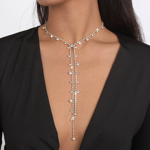 Collier de luxe léger à pampilles en diamant d'eau m1915010518
