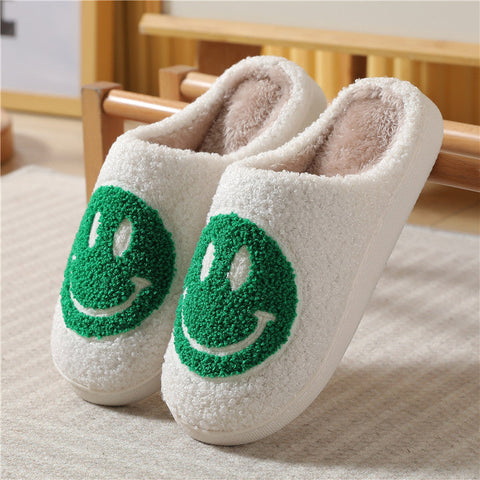 Pantoufles en coton à la maison avec visage souriant de dessin animé mignon d'hiver m1915010610