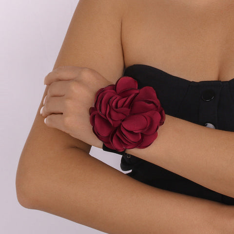 Bracelet tour de cou géométrique, Style élégant et romantique, collier en tissu floqué Rose m1915010513
