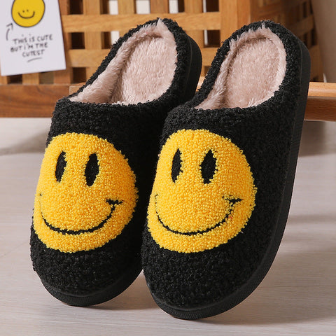 Pantoufles en coton à la maison avec visage souriant de dessin animé mignon d'hiver m1915010610
