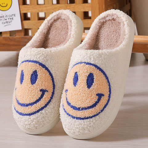 Pantoufles en coton à la maison avec visage souriant de dessin animé mignon d'hiver m1915010610