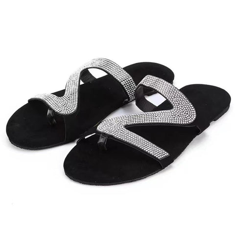 Diamant-Sandalen, Sommer, flacher Boden, lässig, offener Zehenbereich, römische Damen-Hausschuhe m1915010640