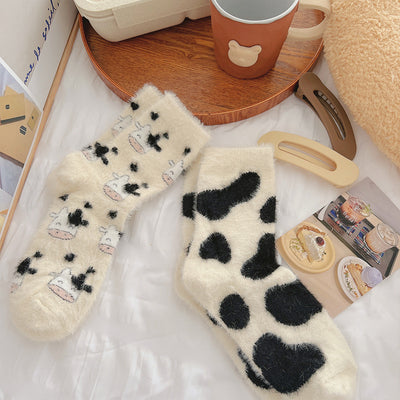 Chaussettes en laine de vison de dessin animé pour enfants en automne et en hiver avec des chaussettes de sol en fourrure épaisse et chaude et mignonne en peluche m1915010440