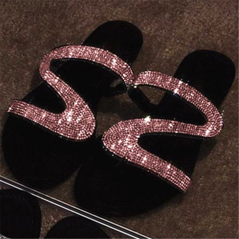 Diamant-Sandalen, Sommer, flacher Boden, lässig, offener Zehenbereich, römische Damen-Hausschuhe m1915010640