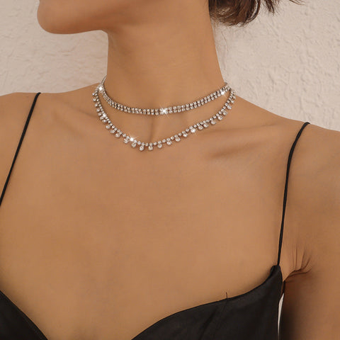 Collier de luxe léger à pampilles en diamant d'eau m1915010518