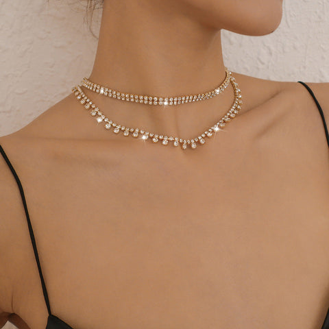 Collier de luxe léger à pampilles en diamant d'eau m1915010518